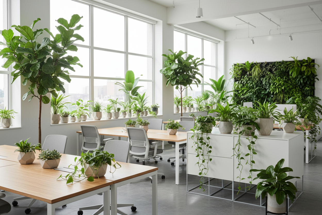 office filled with plants