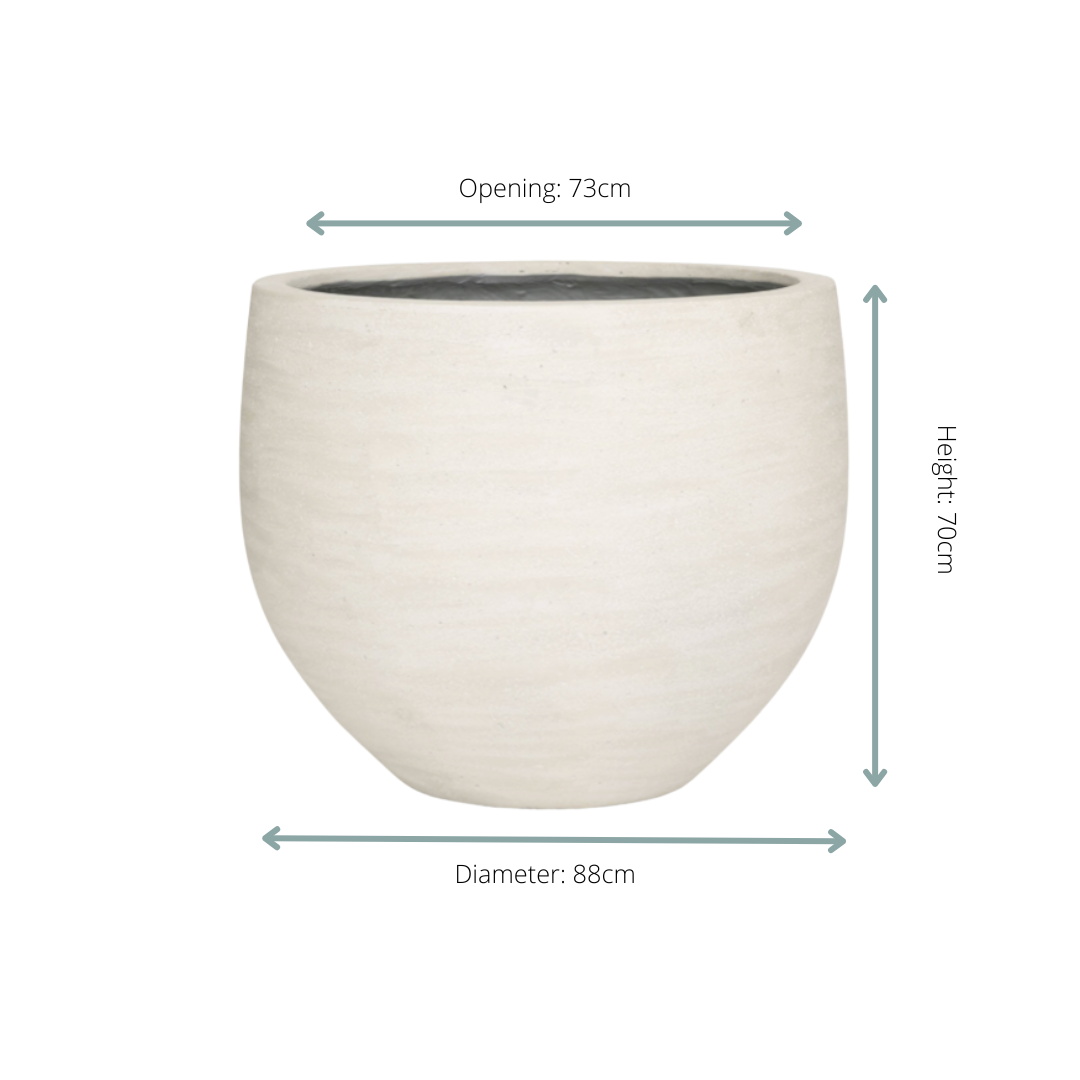 Jumbo Orb Ivory Washed Pot | Grote plantenpot in ivoorlook